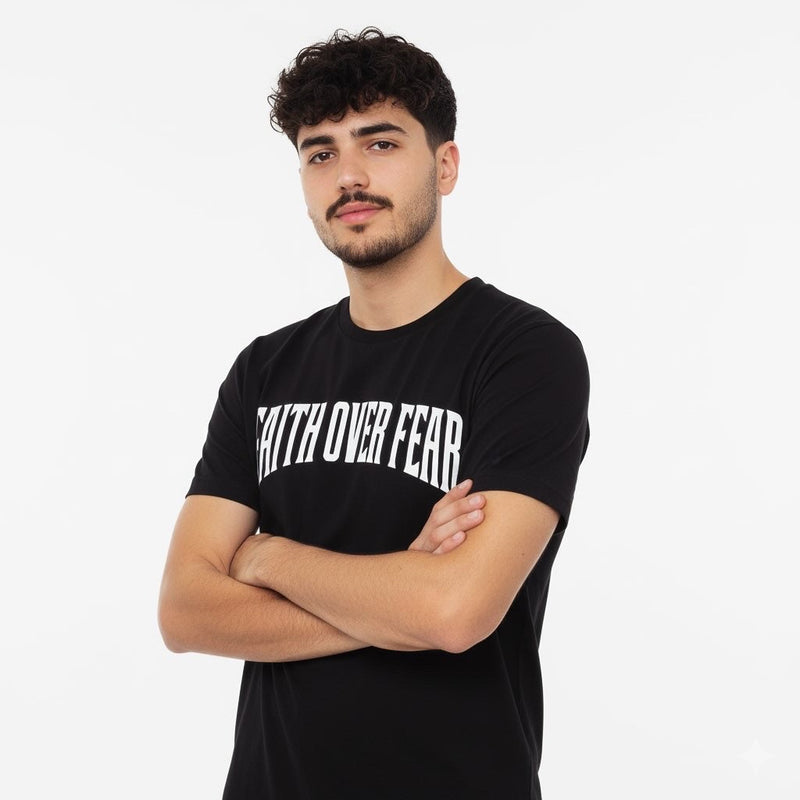 Faith Over Fear Statement Tee – Black