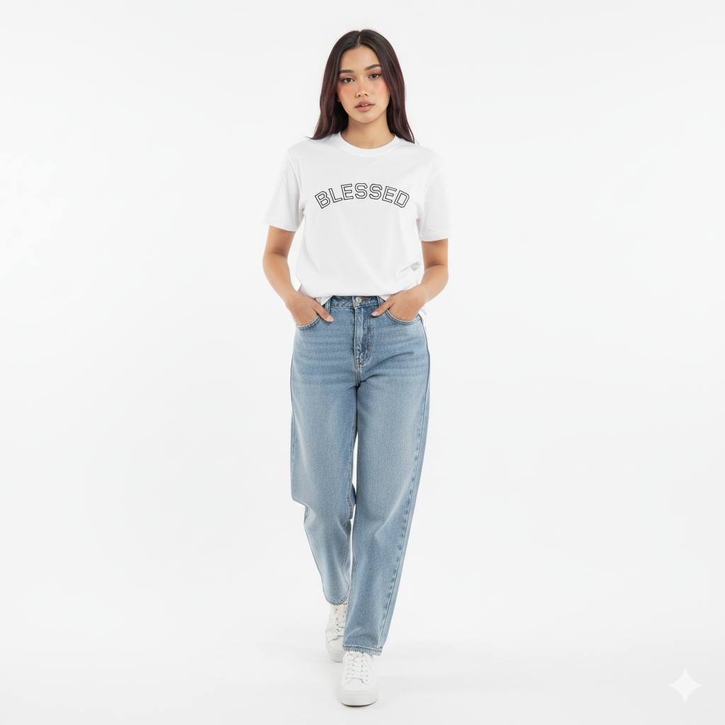 Blessed Arch Lettering Tee – White