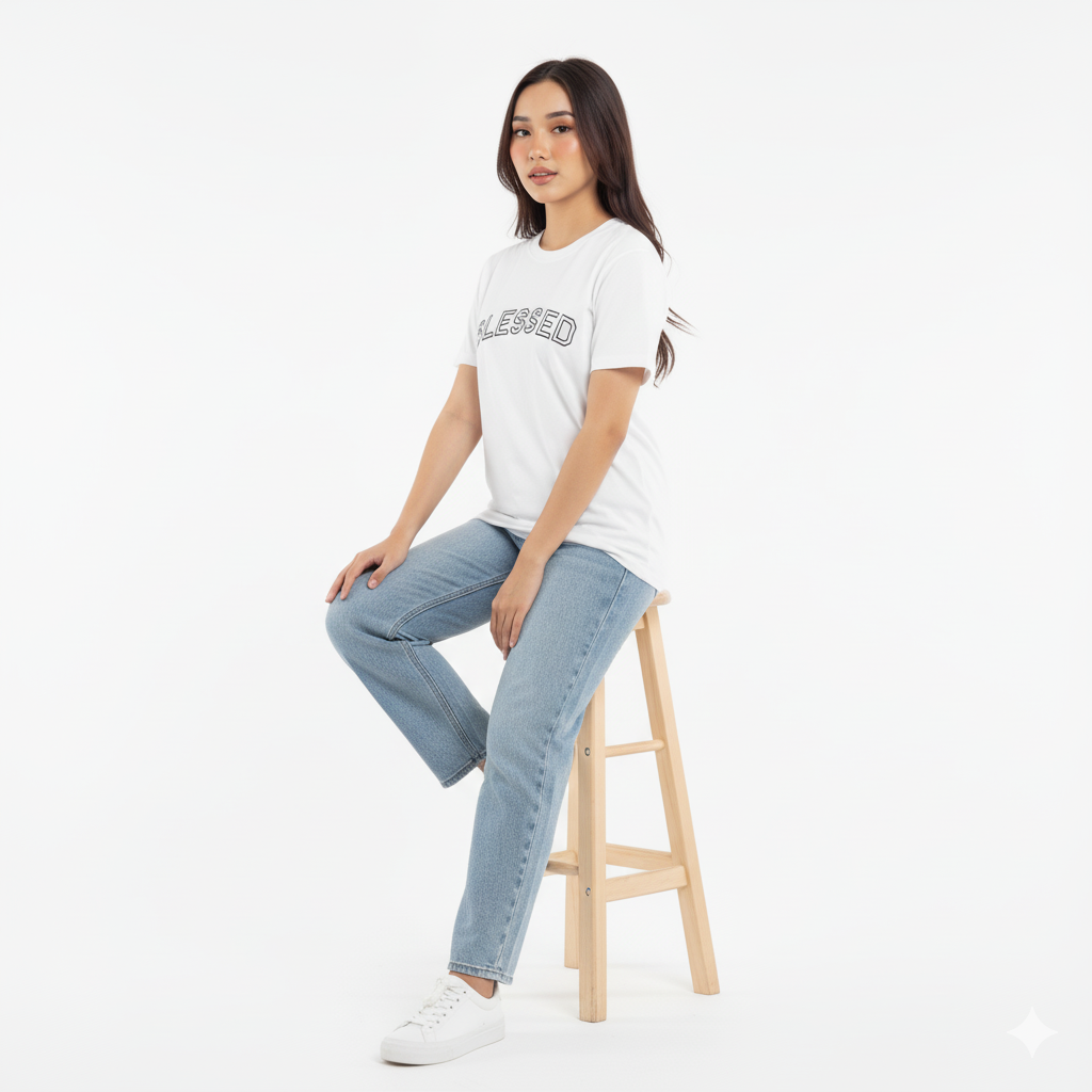 Blessed Arch Lettering Tee – White